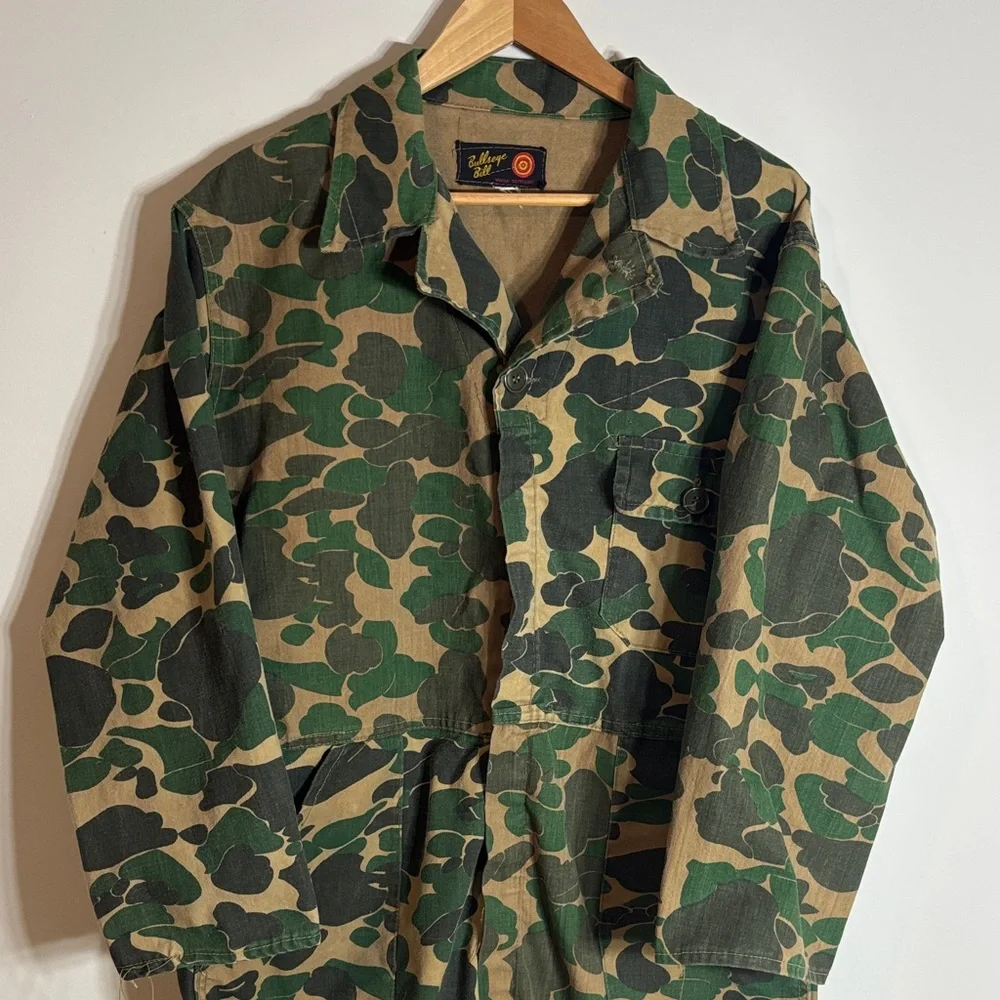Vintage Bullseye Bill Duck Camo Water Repellent Coveralls XL